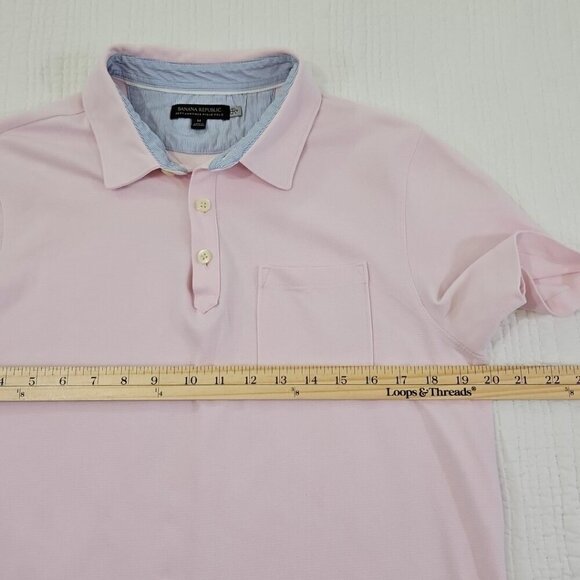 Banana Republic Performance Pique Polo Golf Tennis Shirt Men's M Medium Pink EUC - Picture 9 of 14